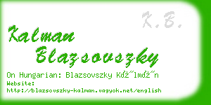 kalman blazsovszky business card
